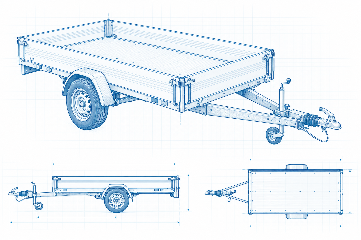 Belgian flatbed trailer blueprint
