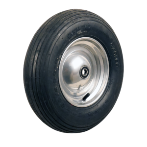 luchtband + wiel 4.80/4.00-8 S-2301 4PR + 2.50Ax8 ET0 Ø17 staal zilvergrijs