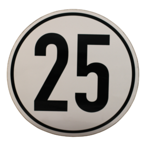 markeringssticker 25km/h voor Duitsland Ø200mm wit met zwarte rand en zwarte letters