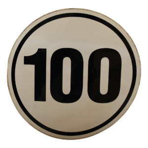 markeringssticker 100km/h voor Duitsland Ø200mm wit met zwarte rand en zwarte letters