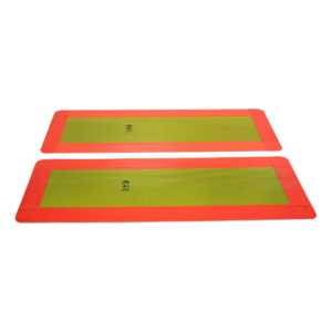 markeringsbord opleggers >3500kg 197mm x 566mm geel met rode rand 2x sticker