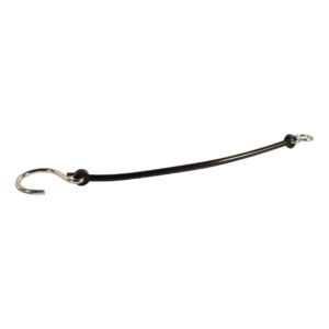 veiligheidsnoer 260mm rubber , zwart met S-haak en 8-haak