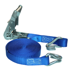 spanband met rvs ratel en dubbele punthaak blauw 25mm 5000mm Novio Cargo