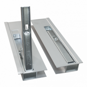 zijbordsluiting ,  aluminium met stalen handgreep (verzinkt) 400mm per set links + rechts