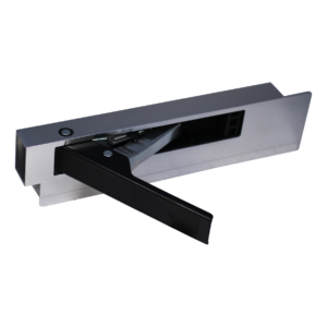 zijbordsluiting , aluminium met stalen handgreep (zwart) 400mm links