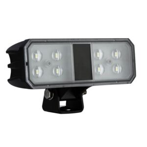 LED werklamp IP69K 8 x 3W ETI LED's 400mm kabel met Deutsch-connector 9/36 V 24 Watt 2600lm 150 x 50 x 48mm ECE-R23 Driving Beam Bij 12 Volt / 12,00A Bij 24 Volt 5,20A CE, ECE-R10 3000 lux@ 10m / 0,25 lux@ 1095m wit 60 graden Aluminium Zwart Polycarbonaat