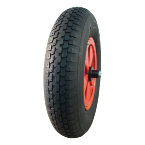 luchtband + wiel 4.80/4.00-8 V-6635 4PR + 2.50Ax8 ET0 NL75 kruiwagenas 130mm kunststof rood