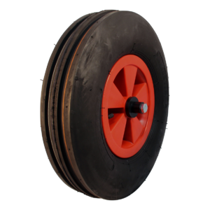 luchtband + wiel 4.80/4.00-8 V-8502 4PR + 2.50Ax8 ET0 NL75 kruiwagenas 130mm kunststof rood