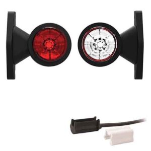 contourlamp 118 x 88 x 45mm 76mm rood/wit Rood/wit universeel P&R kabel 200mm, 1,5mm²  12/24 V CE, ECE-R10 / R7