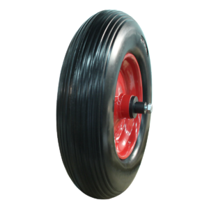 PU band + wiel 4.00x8 lijn + 2.50Ax8 kogellager Ø20 NL75 staal, rood,