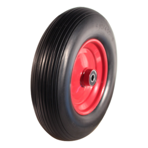 PU band + wiel 4.00x8 lijn + 2.50Ax8 kogellager Ø20 NL75 staal rood