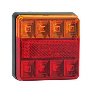 LED achterlicht universeel 100 x 100 x 22 remlicht knipperlicht    achterlicht rechthoek reflector 70mm IP67 12 V CE, ECE-R10 / R7 / R6 / R3