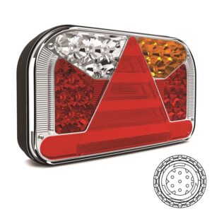 achterlicht LED rechts 7 PIN's AMP connector remlicht knipperlicht kentekenlicht onderzijde mistlicht achteruitrijlamp neon-achterlicht lengte driehoek IP68 12/24 V Lavaflow