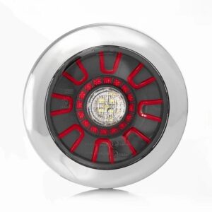 LED darklook mist-ach.rijlicht, chrome 12-24V 5-PIN. inb.