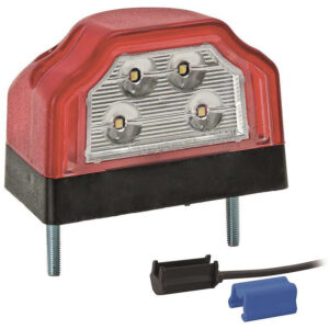 kentekenlamp LED 12/24 V 96 x 66 x 64mm DC kabel 200mm, 0,75mm² 70mm  CE, ECE-R10 / R7 / R4 rood/wit